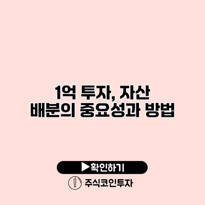 1억 투자, 자산 배분의 중요성과 방법