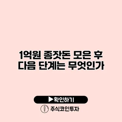 1억원 종잣돈 모은 후 다음 단계는 무엇인가?