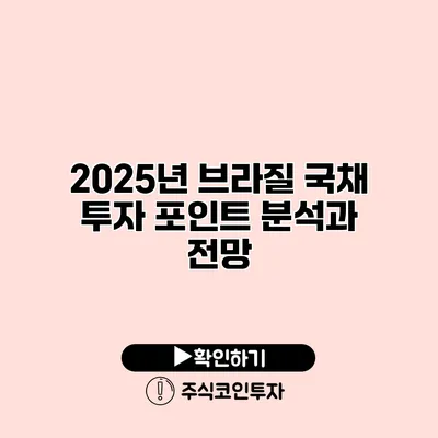 2025년 브라질 국채 투자 포인트 분석과 전망