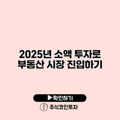 2025년 소액 투자로 부동산 시장 진입하기