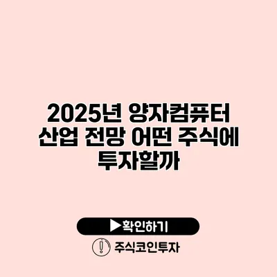 2025년 양자컴퓨터 산업 전망 어떤 주식에 투자할까?