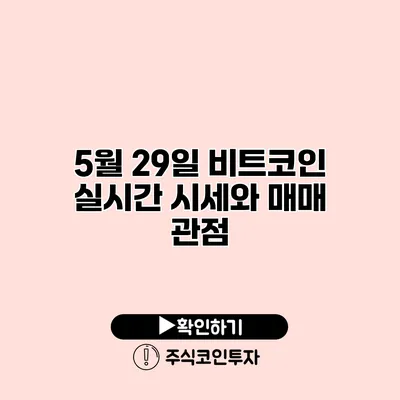 5월 29일 비트코인 실시간 시세와 매매 관점