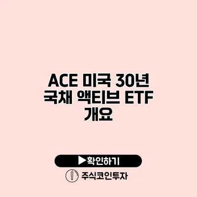 ACE 미국 30년 국채 액티브 ETF 개요