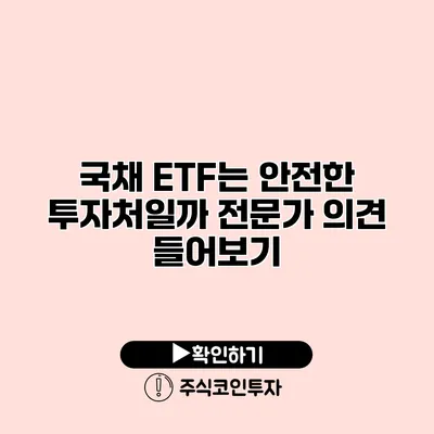 국채 ETF는 안전한 투자처일까? 전문가 의견 들어보기