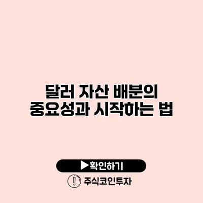 달러 자산 배분의 중요성과 시작하는 법