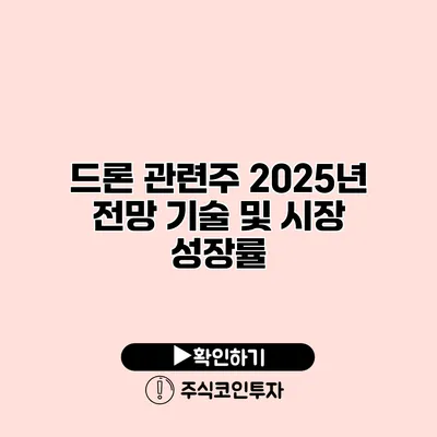 드론 관련주 2025년 전망 기술 및 시장 성장률