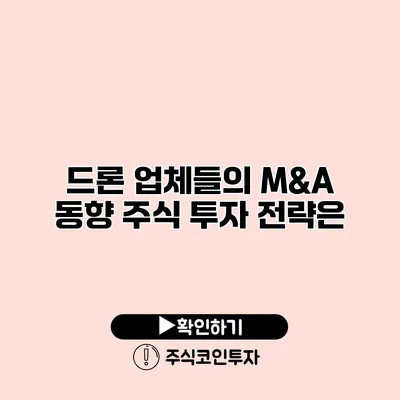 드론 업체들의 M&A 동향 주식 투자 전략은?