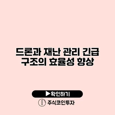 드론과 재난 관리 긴급 구조의 효율성 향상