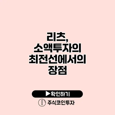 리츠, 소액투자의 최전선에서의 장점