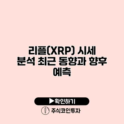 리플(XRP) 시세 분석 최근 동향과 향후 예측