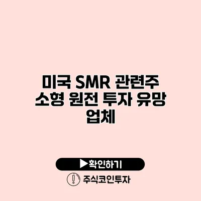 미국 SMR 관련주 소형 원전 투자 유망 업체