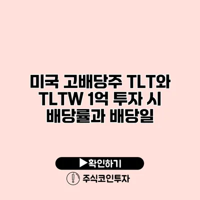 미국 고배당주 TLT와 TLTW 1억 투자 시 배당률과 배당일