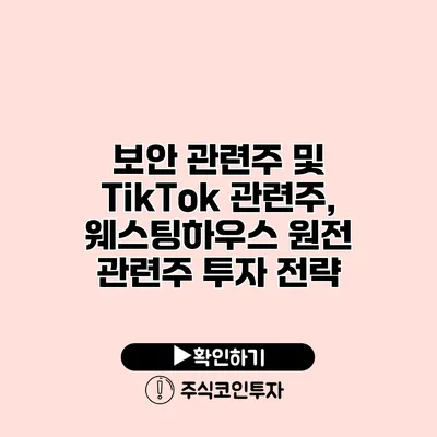 보안 관련주 및 TikTok 관련주, 웨스팅하우스 원전 관련주 투자 전략