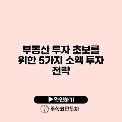 부동산 투자 초보를 위한 5가지 소액 투자 전략