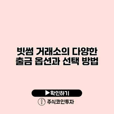 빗썸 거래소의 다양한 출금 옵션과 선택 방법