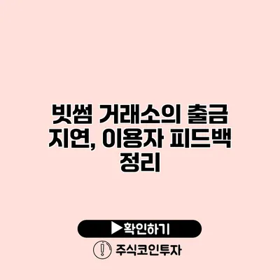 빗썸 거래소의 출금 지연, 이용자 피드백 정리