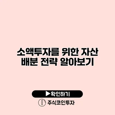 소액투자를 위한 자산 배분 전략 알아보기