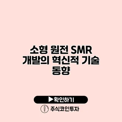 소형 원전 SMR 개발의 혁신적 기술 동향