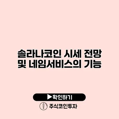 솔라나코인 시세 전망 및 네임서비스의 기능