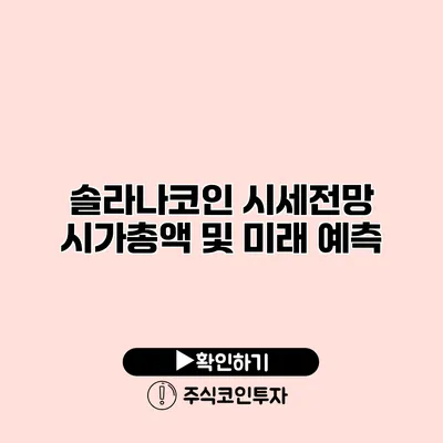 솔라나코인 시세전망 시가총액 및 미래 예측