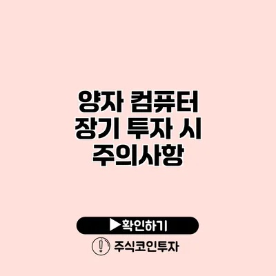 양자 컴퓨터 장기 투자 시 주의사항