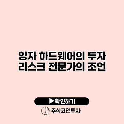 양자 하드웨어의 투자 리스크 전문가의 조언