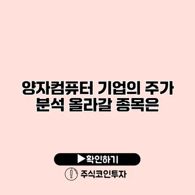 양자컴퓨터 기업의 주가 분석 올라갈 종목은?