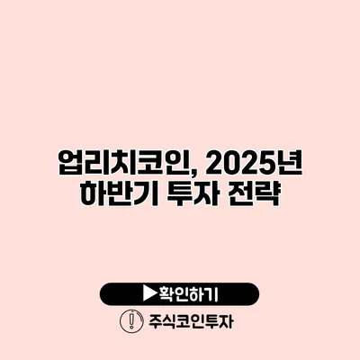 업리치코인, 2025년 하반기 투자 전략