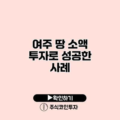 여주 땅 소액 투자로 성공한 사례