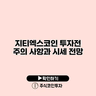 지티엑스코인 투자전 주의 사항과 시세 전망